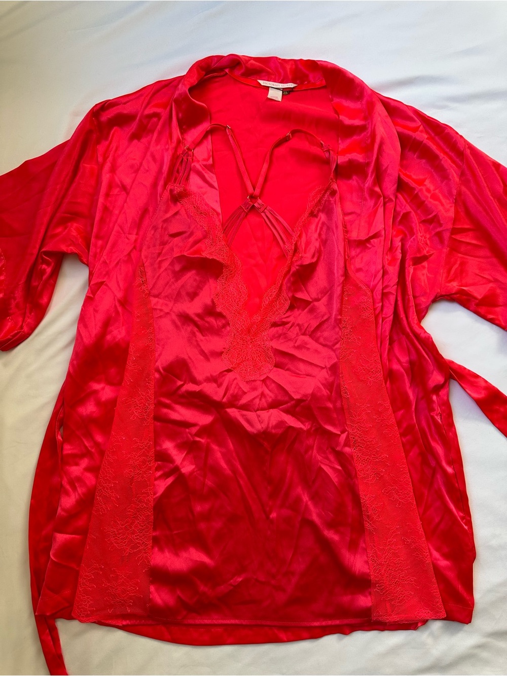 Victoria Secret slip and Robe Set - Bright Red